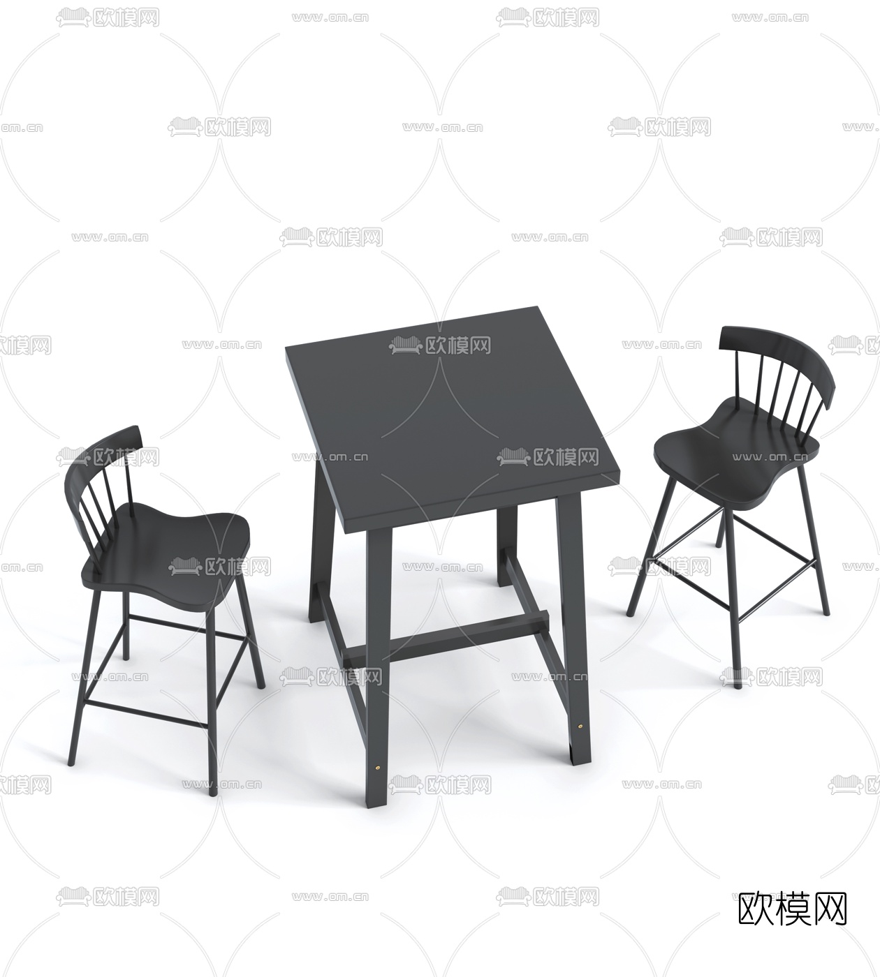 现代铁艺吧台3d模型下载（渲染图3）