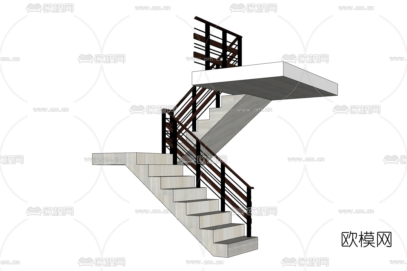 现代楼梯免费su模型下载