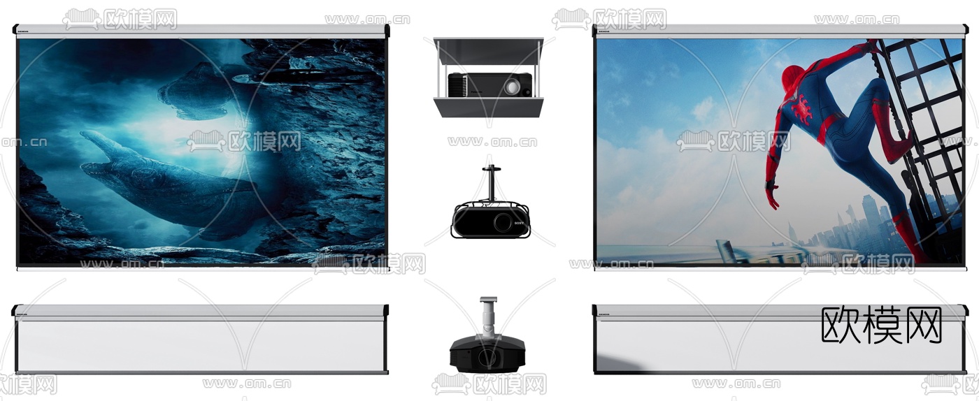 现代投影幕布投影仪3d模型