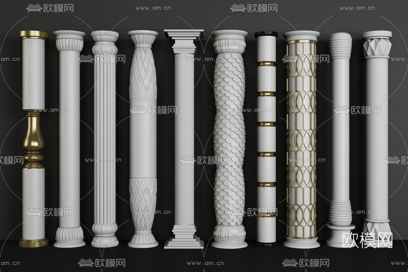 欧式罗马柱组合3d模型下载