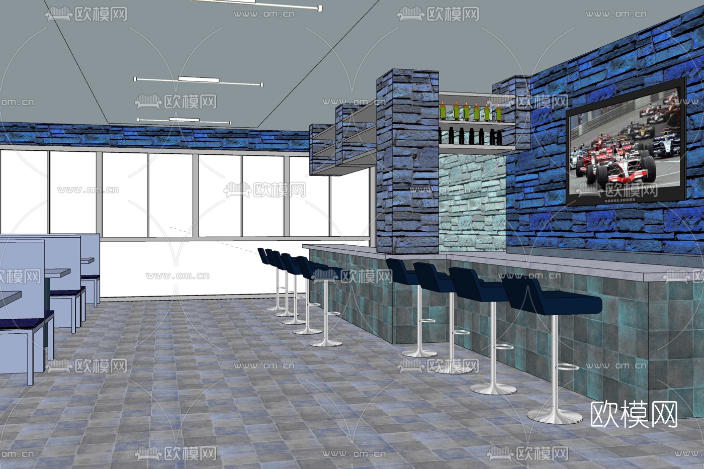 现代清吧免费su模型下载