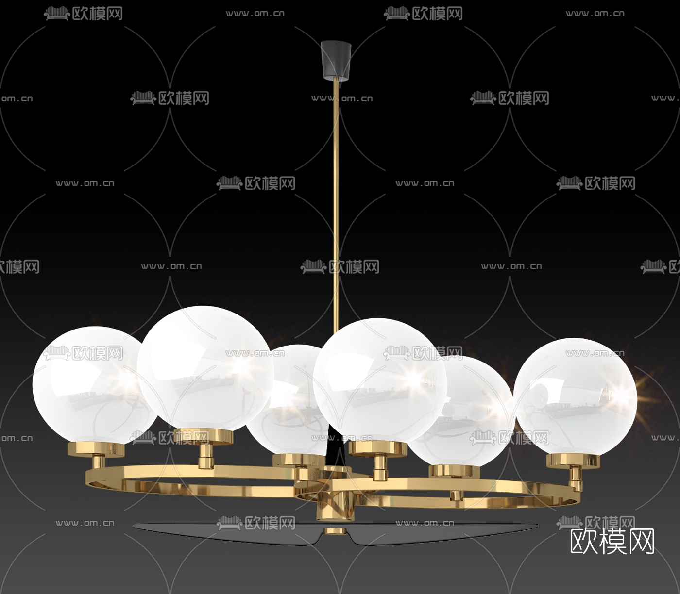 现代金属多头吊灯3d模型