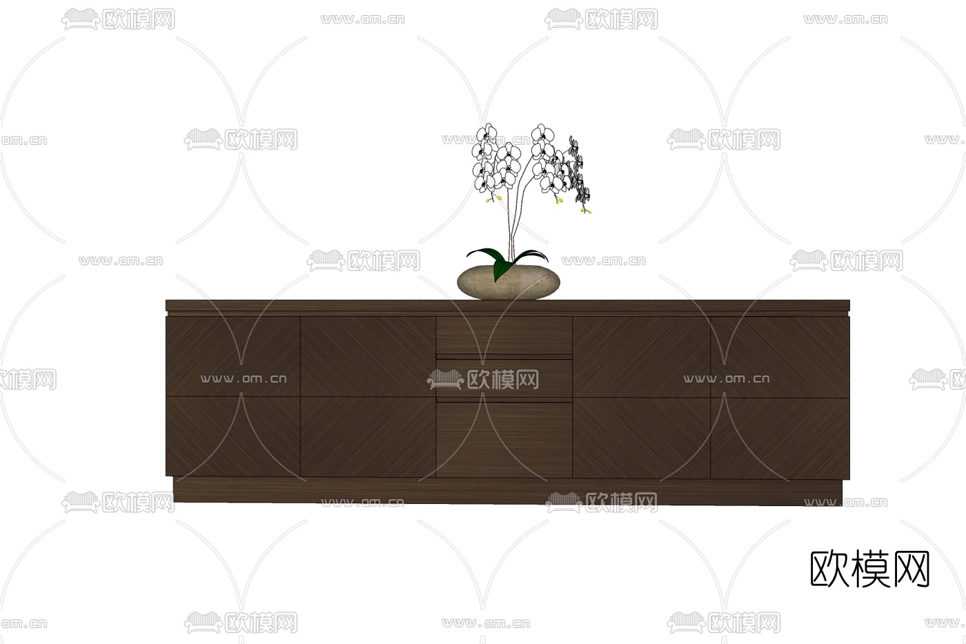 现代实木边柜免费su模型下载