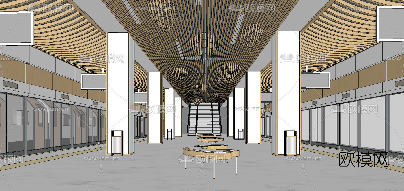 现代地铁站su模型下载（渲染图1）
