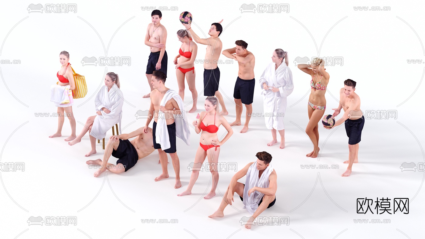 欧式泳装人物3d模型