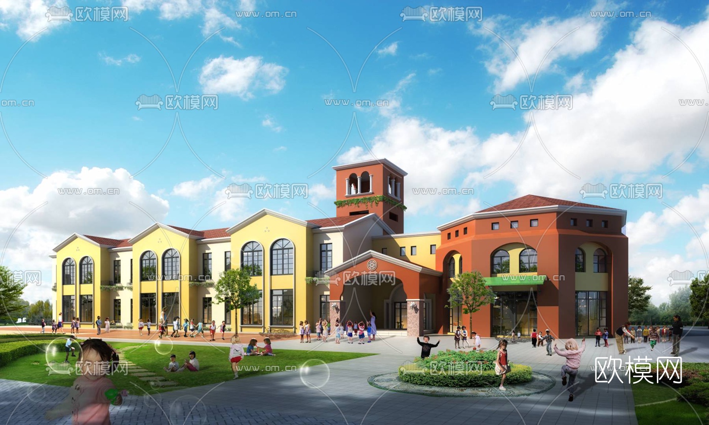 欧式幼儿园建筑外观3d模型
