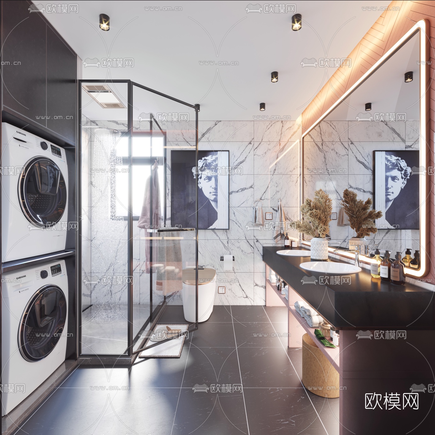 现代卫生间浴室3d模型