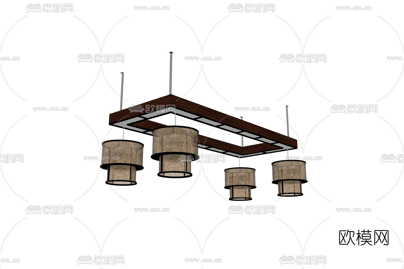 新中式金属吊灯免费su模型下载