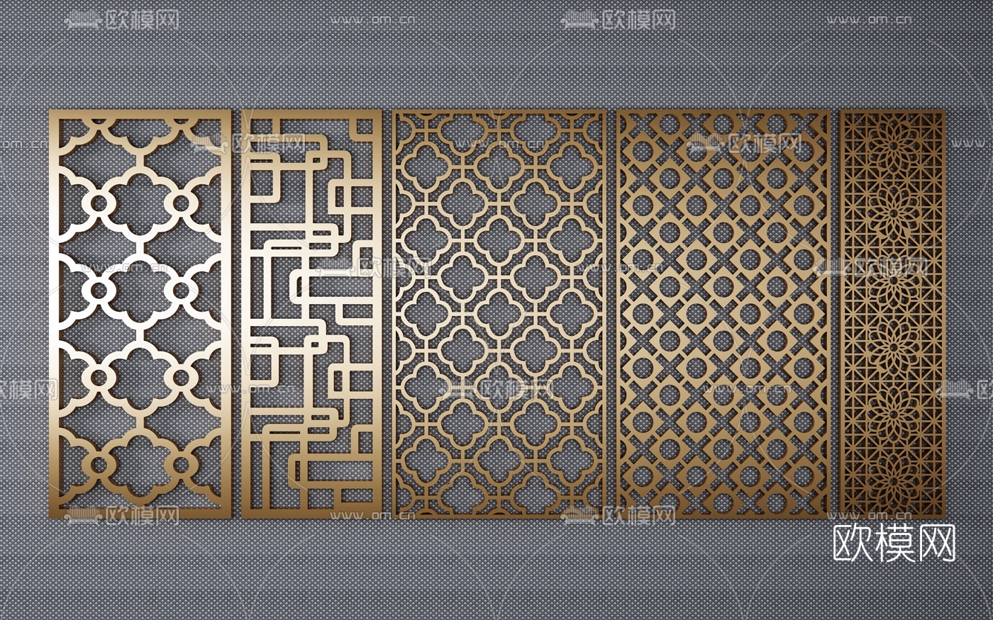 新中式镂空屏风隔断3d模型