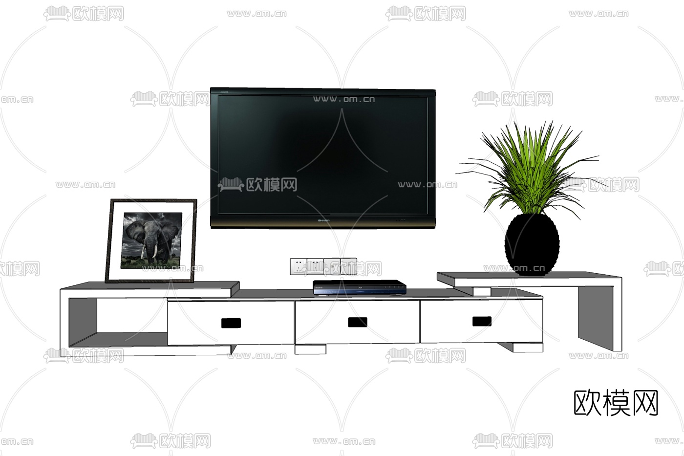 现代电视柜免费su模型