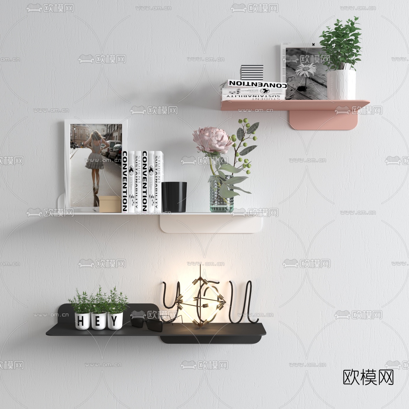 现代铁艺壁架3d模型