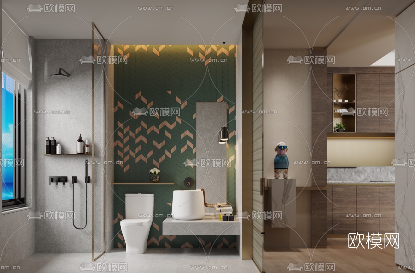 现代卫生间浴室3d模型