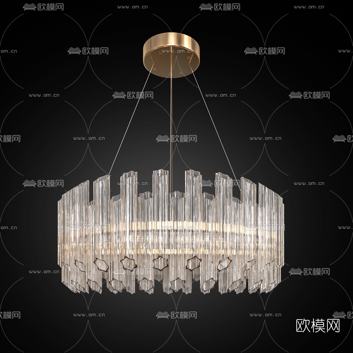 现代轻奢水晶吊灯3d模型下载（渲染图5）
