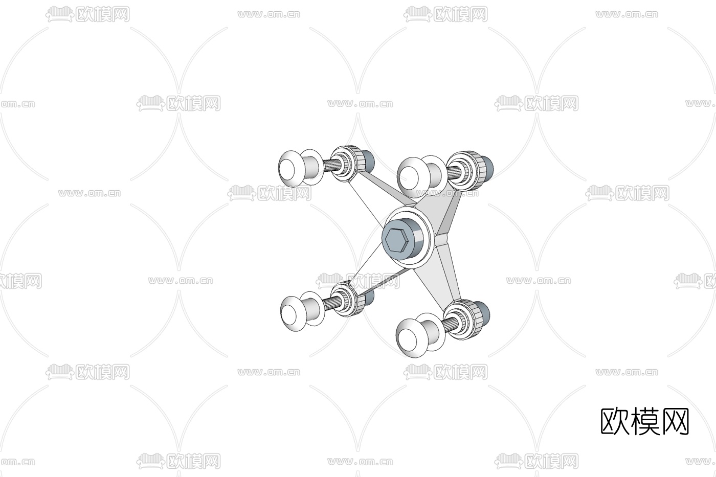 现代不锈钢驳接爪免费su模型下载