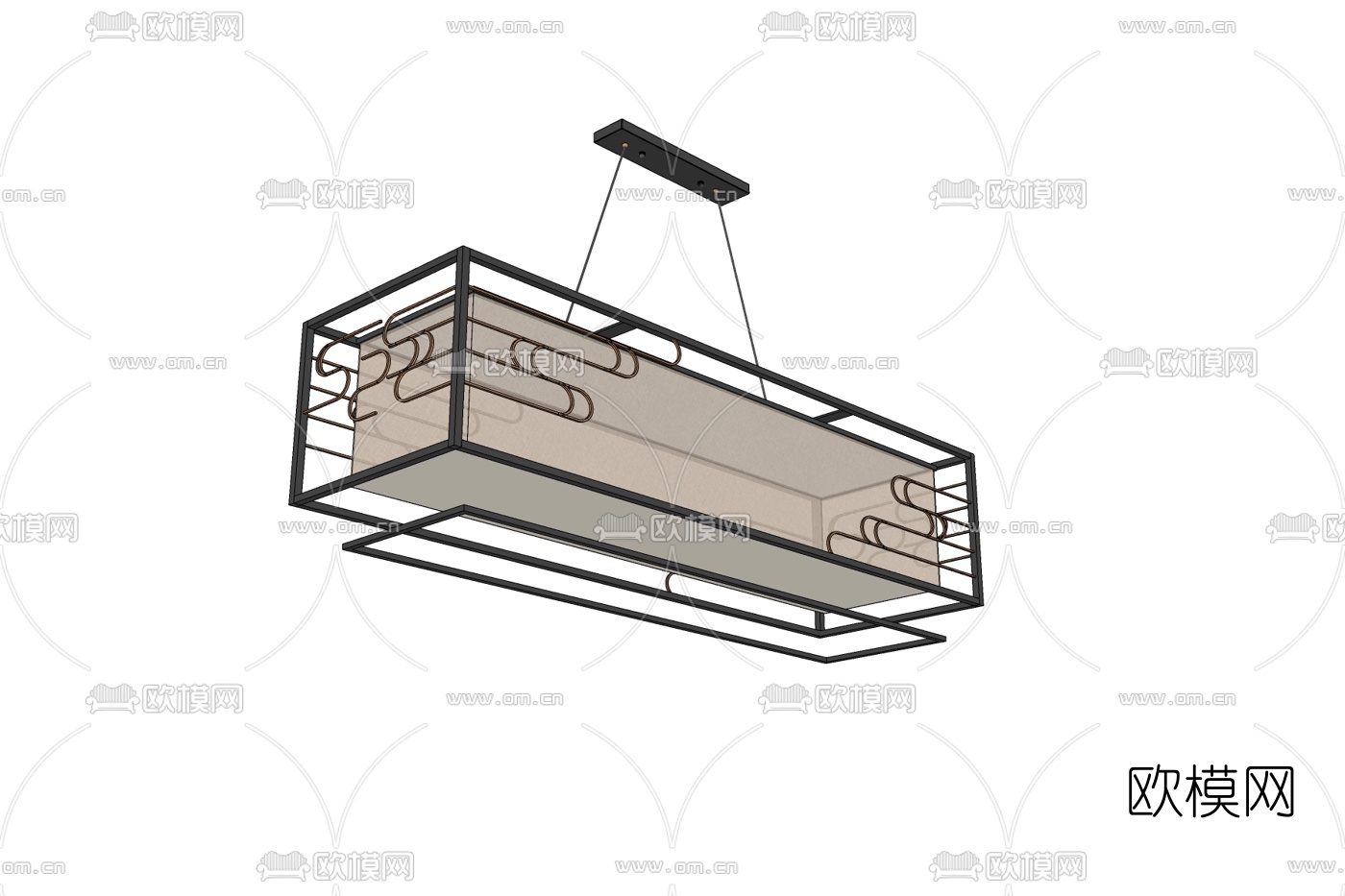 新中式金属吊灯免费su模型下载