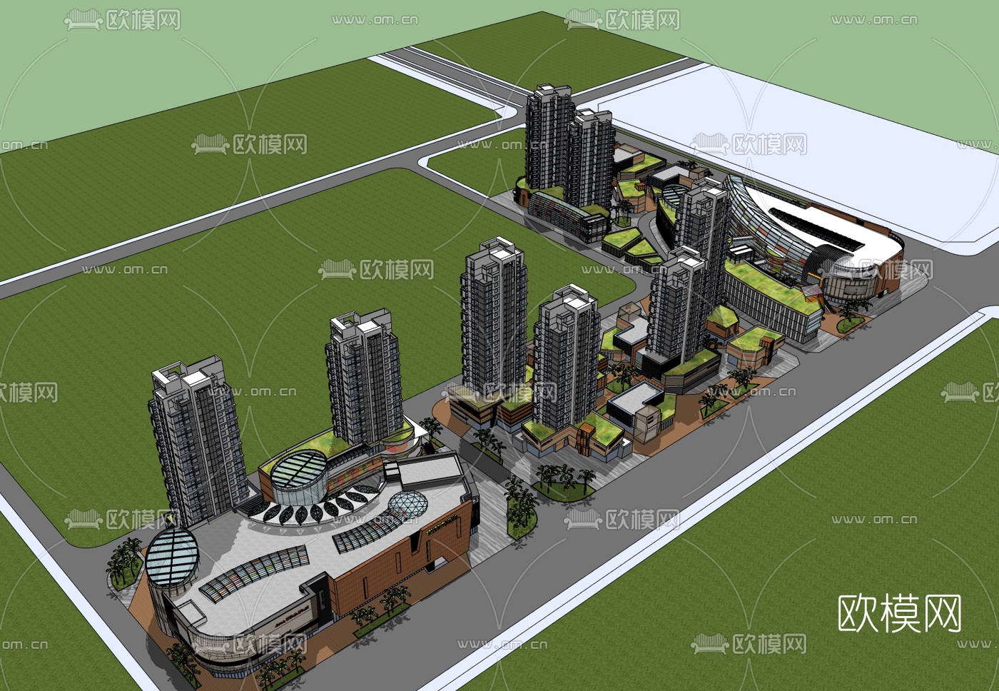 現代商業街規劃免費su模型