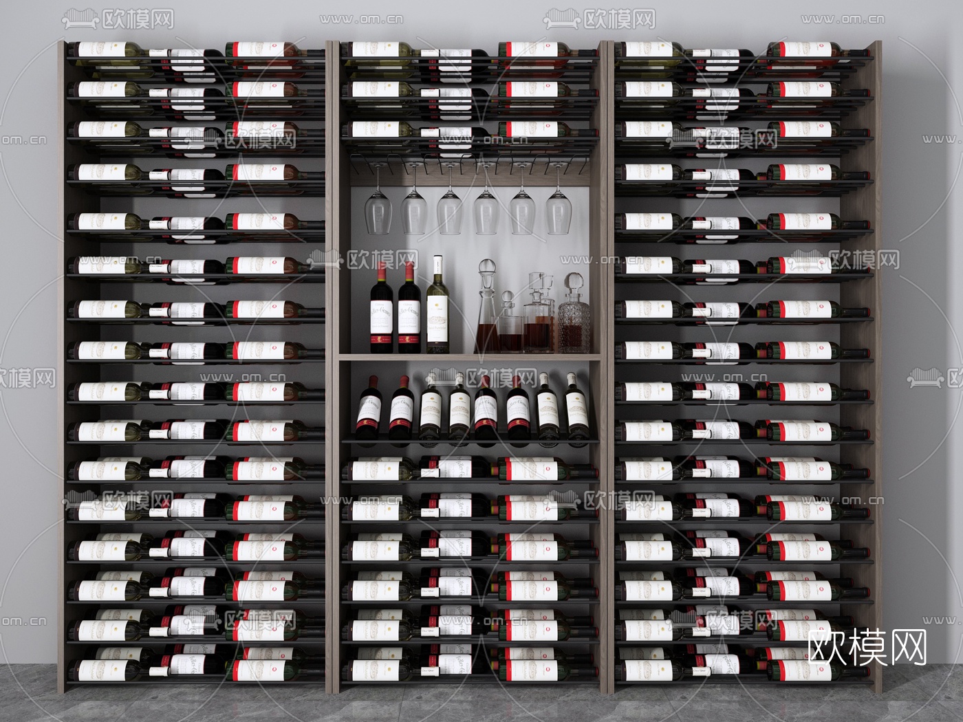 工业风酒柜3d模型下载
