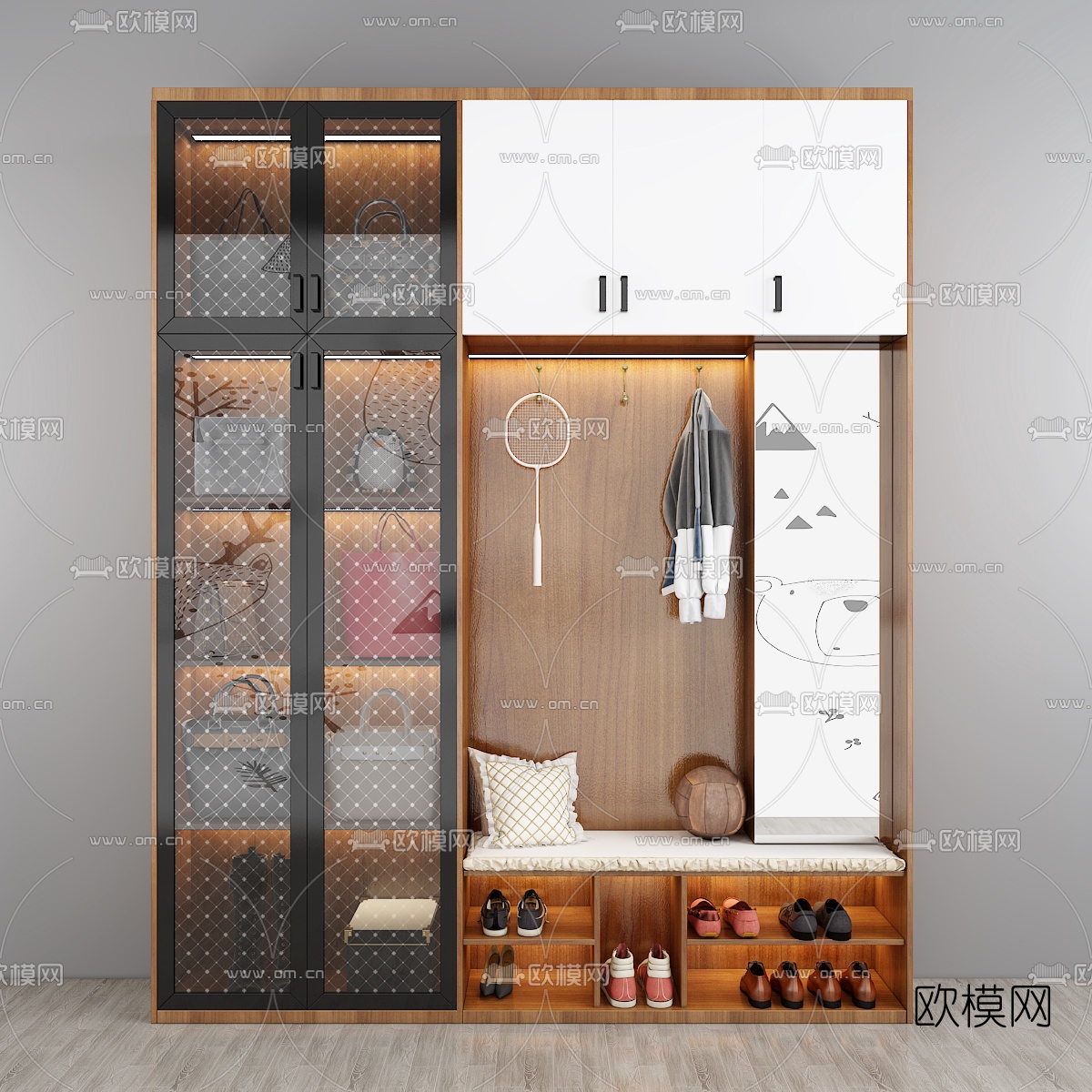 北欧多功能鞋柜3d模型