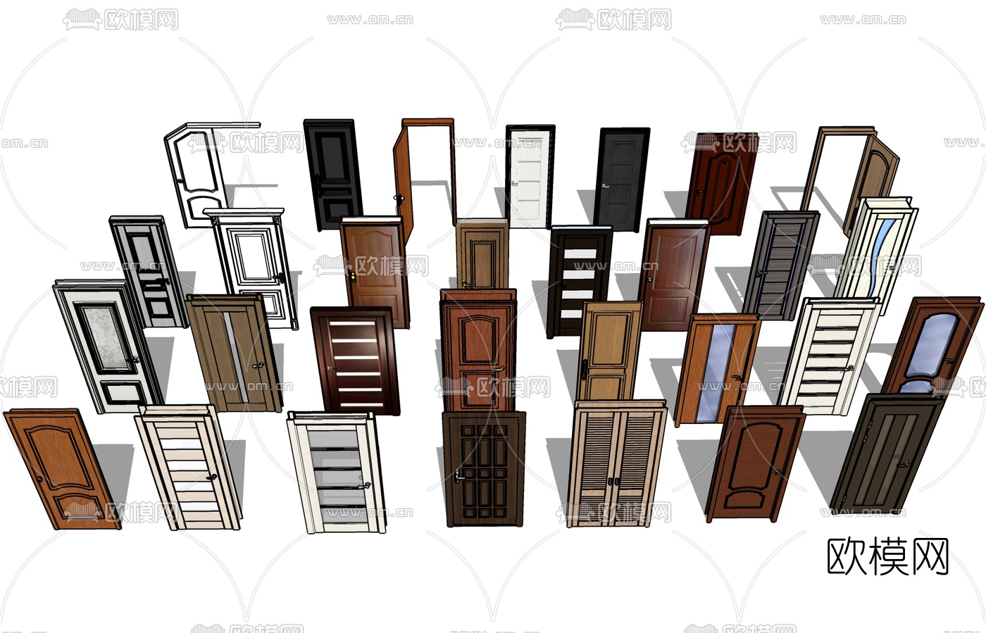 现代房门单开门su模型下载（渲染图1）