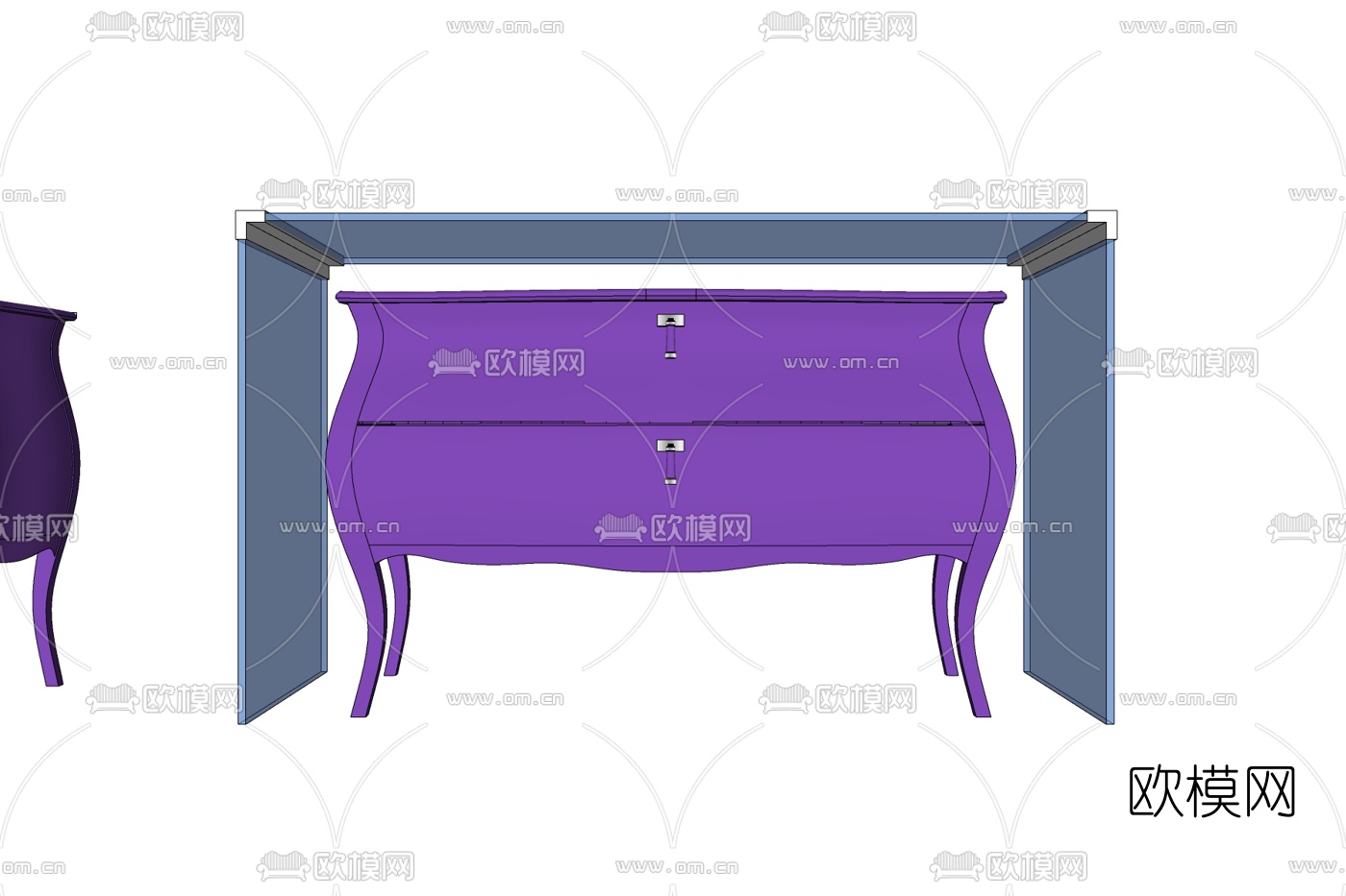 欧式实木边柜免费su模型下载