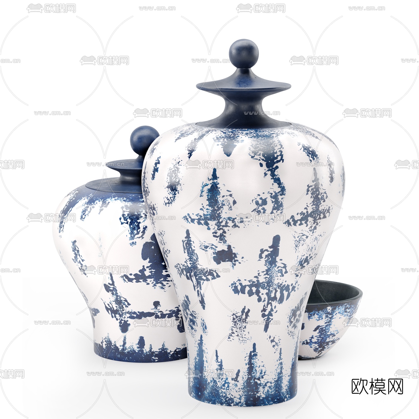 现代陶瓷花瓶装饰3d模型下载（渲染图4）