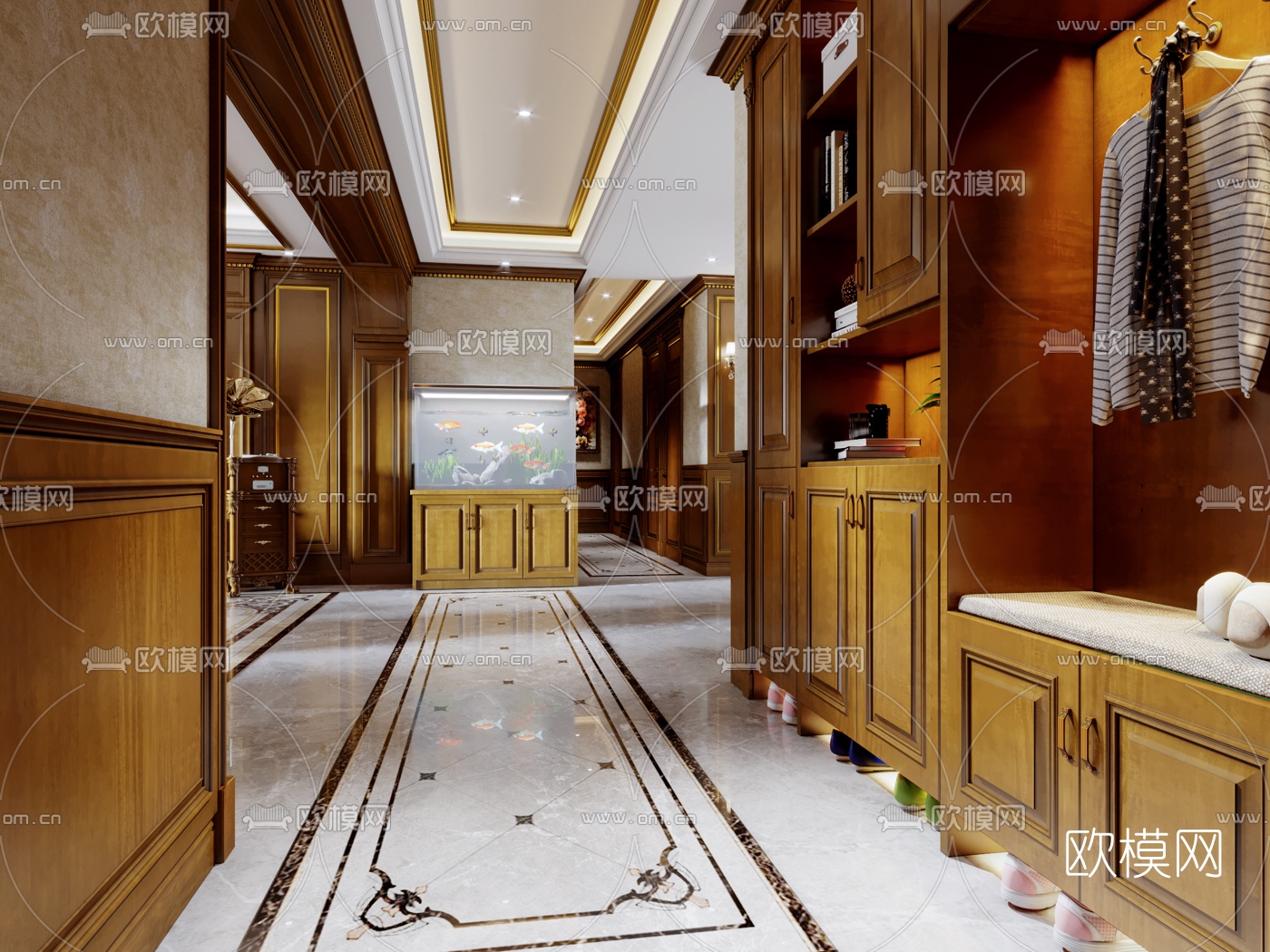 欧式古典客厅餐厅3d模型下载（渲染图5）