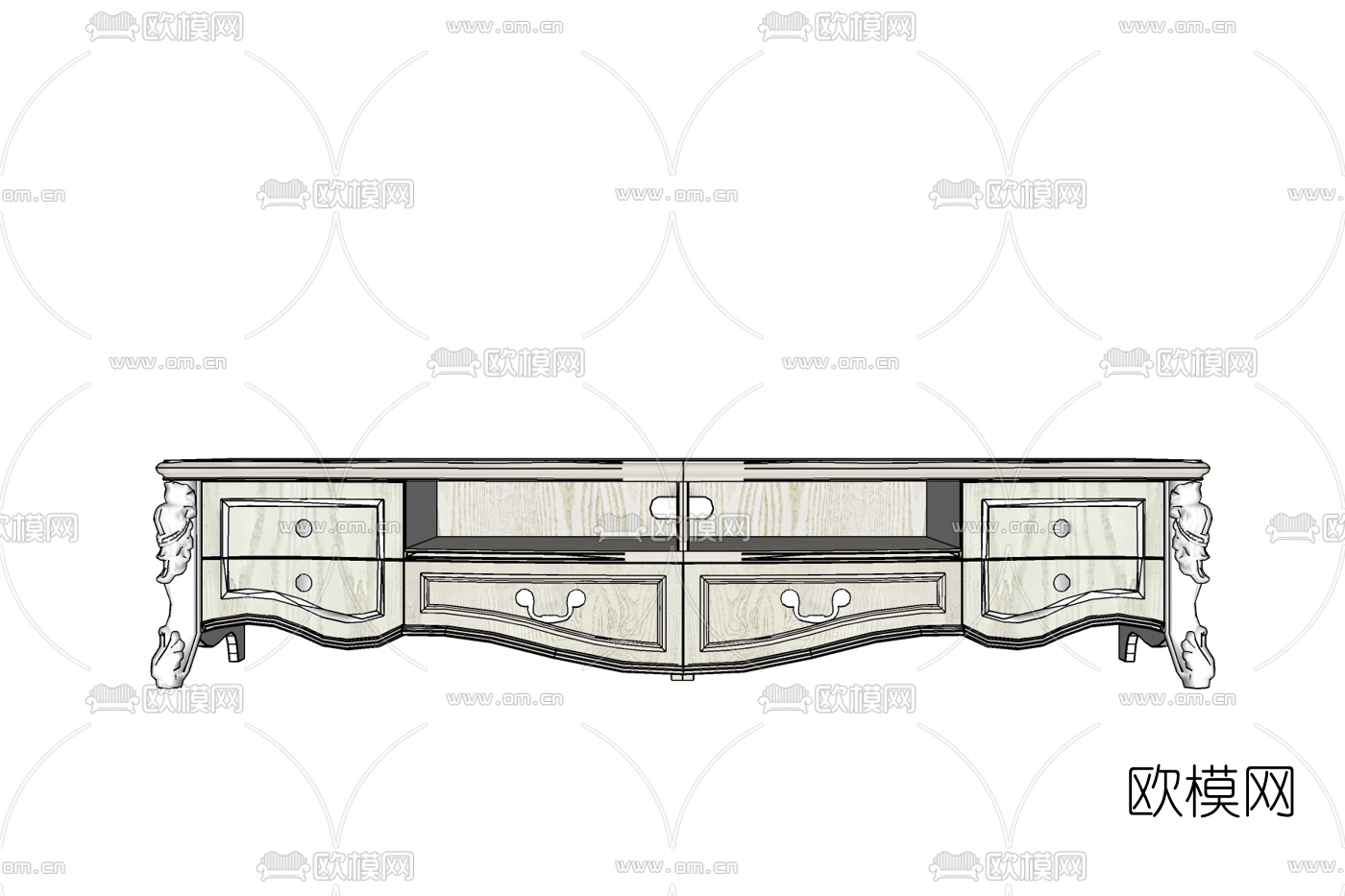 欧式实木电视柜免费su模型下载