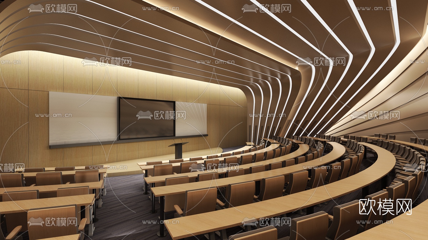 现代圆形酒店报告厅3d模型