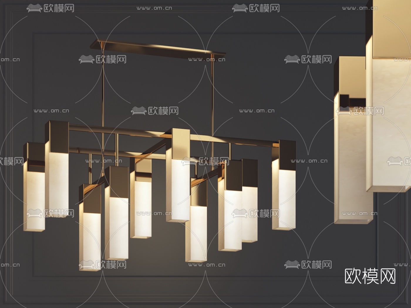 现代个性多头吊灯3d模型下载