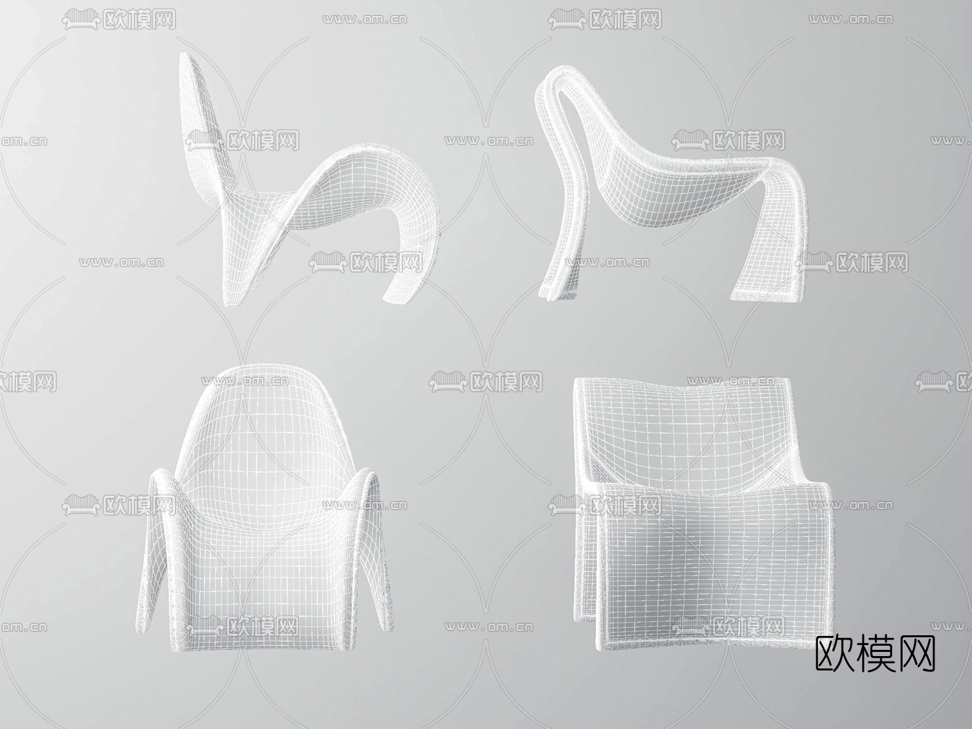 现代布艺异形躺椅3d模型下载（渲染图2）
