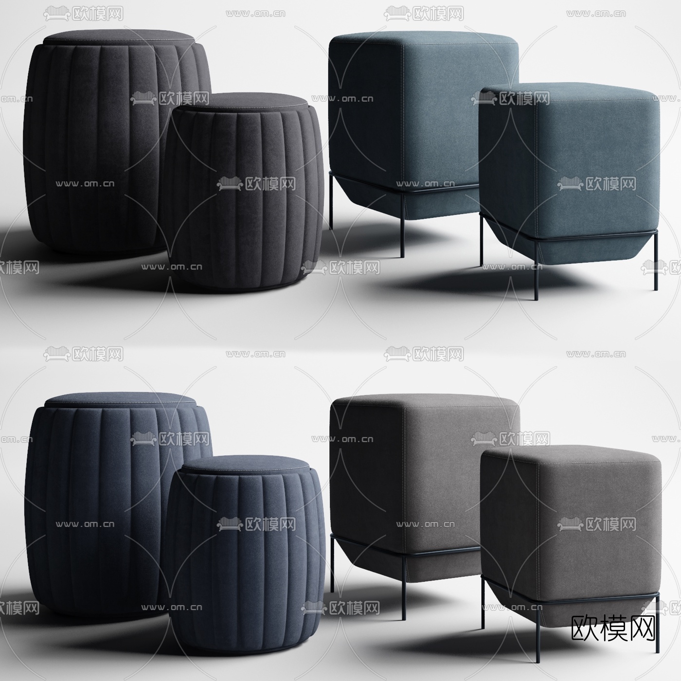 现代布艺凳子3d模型