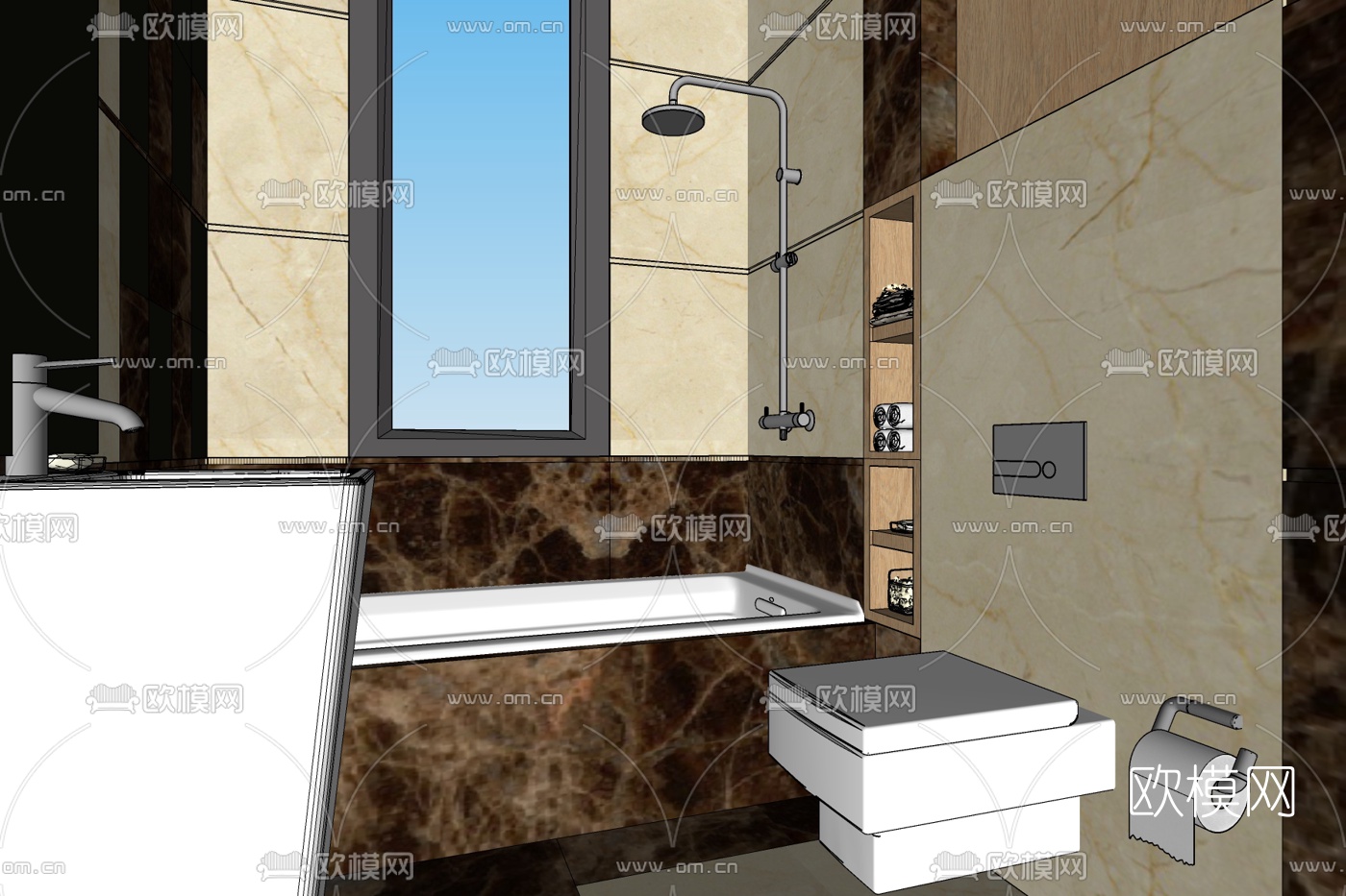 现代卫生间浴室免费su模型下载