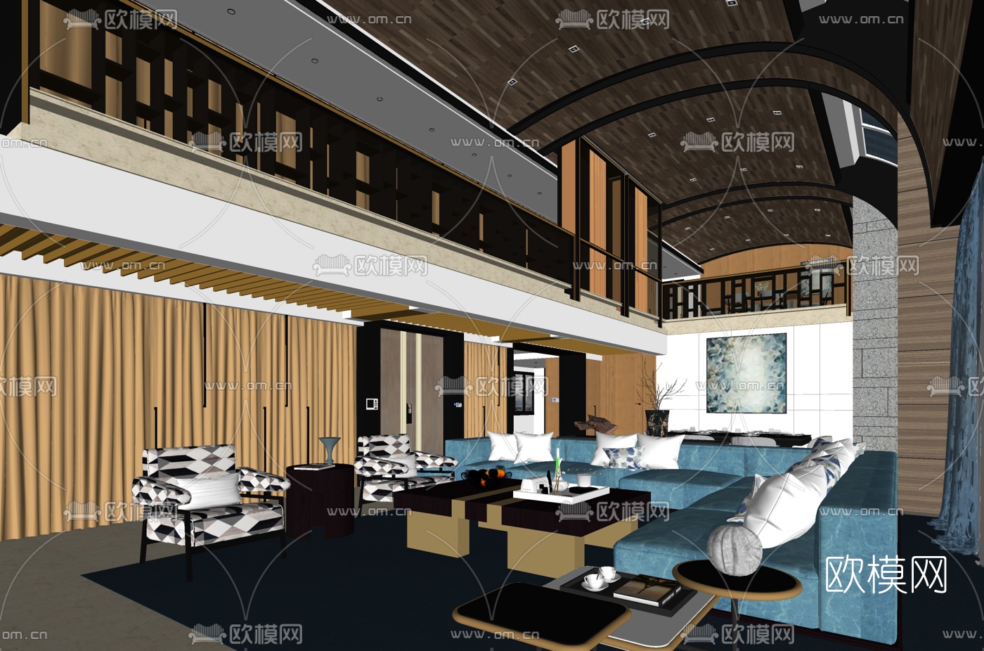 ULD家居设计 现代别墅客厅su模型下载