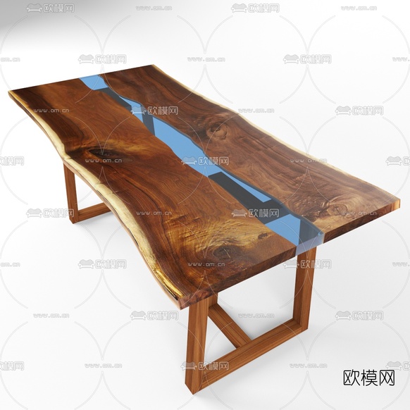 现代原木茶桌3d模型下载(渲染图1)