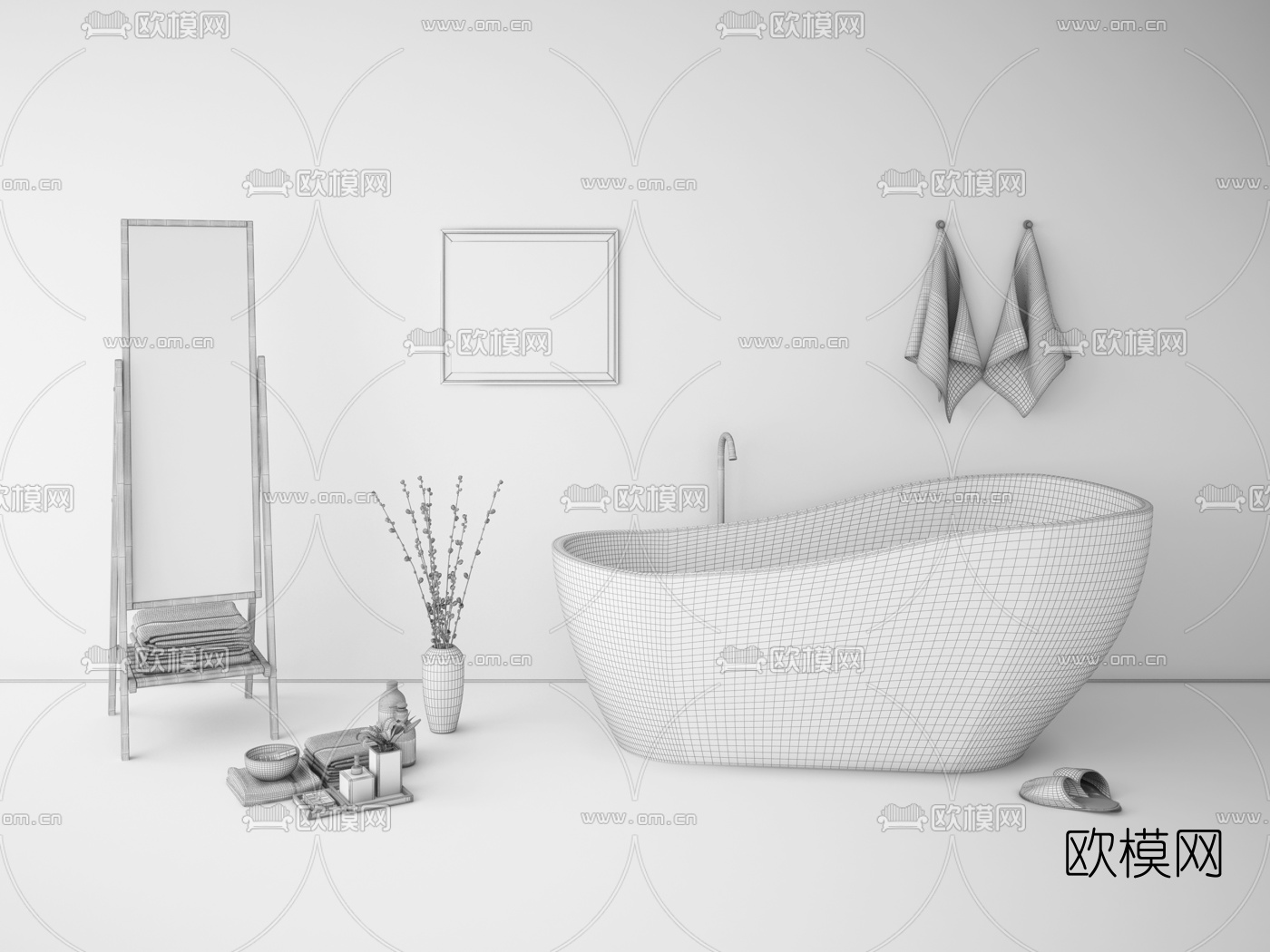 现代浴室浴缸组合3d模型下载（渲染图2）