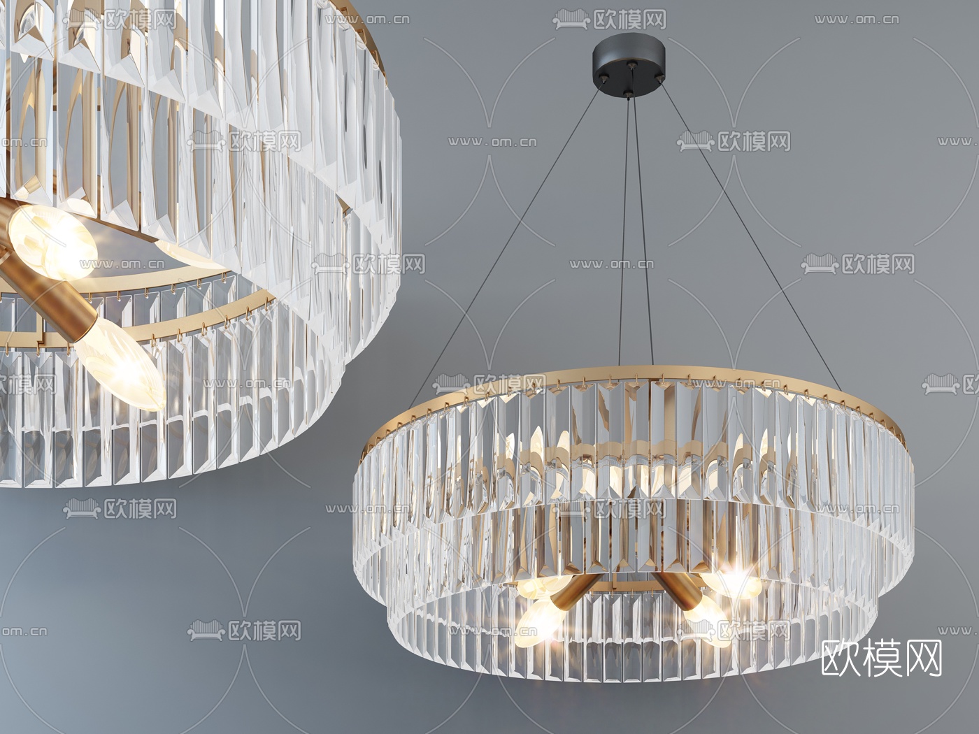 现代时尚金属水晶吊灯3d模型下载