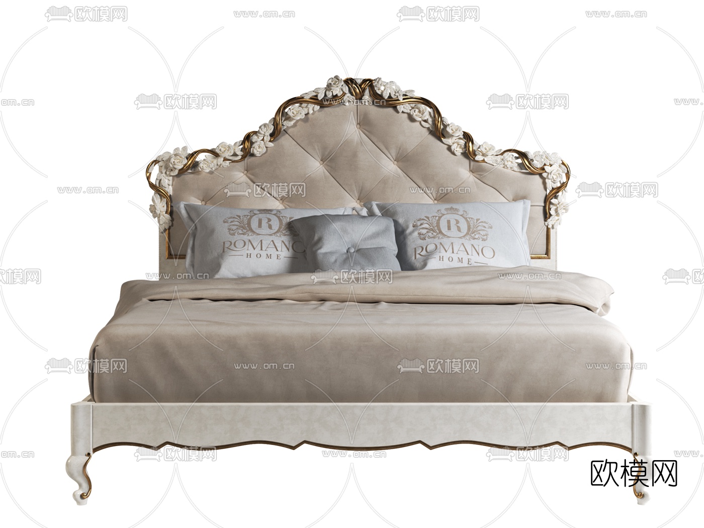 欧式双人床3d模型下载