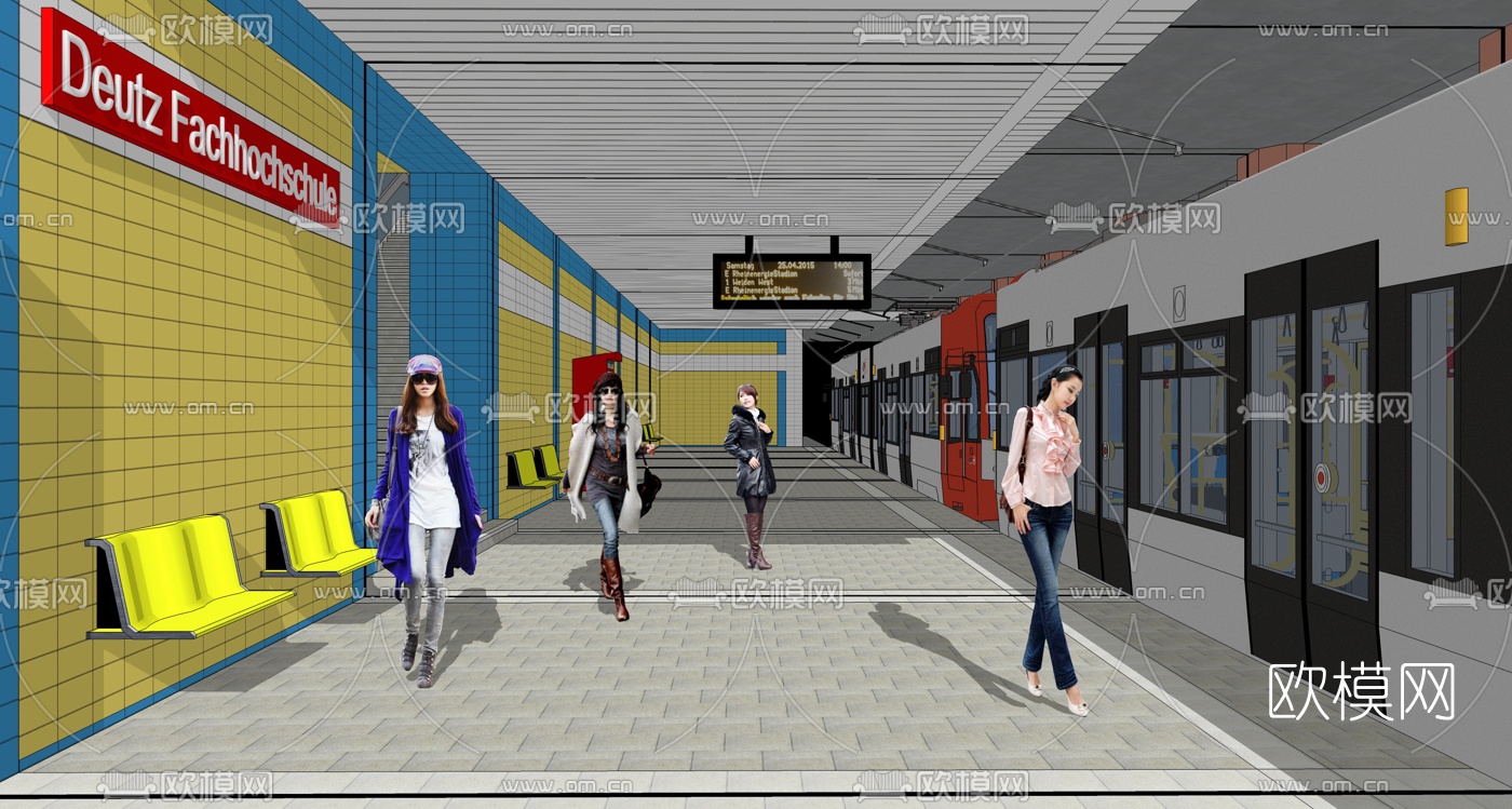 现代地铁站su模型下载（渲染图2）