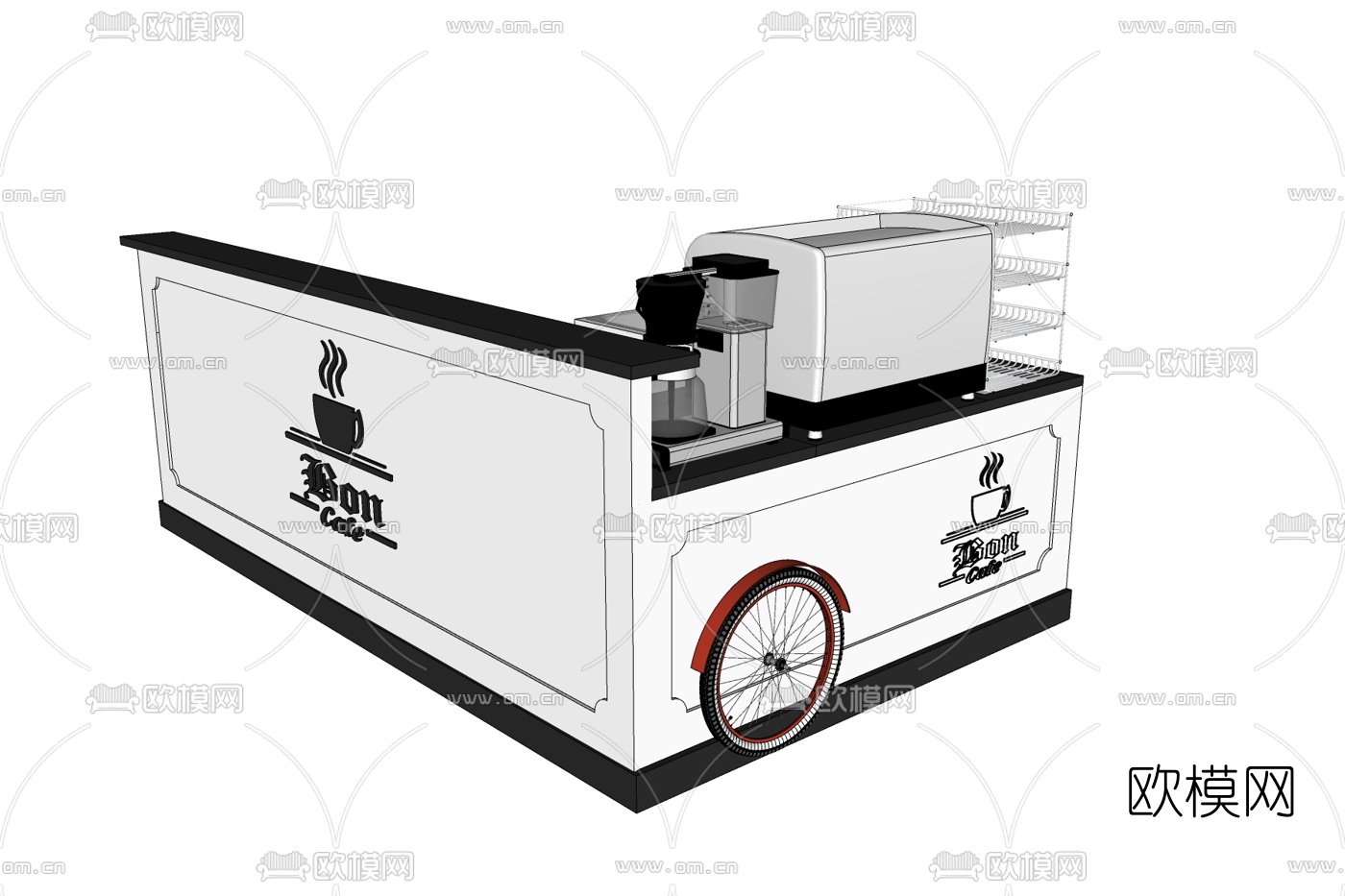 现代咖啡制作台免费su模型下载