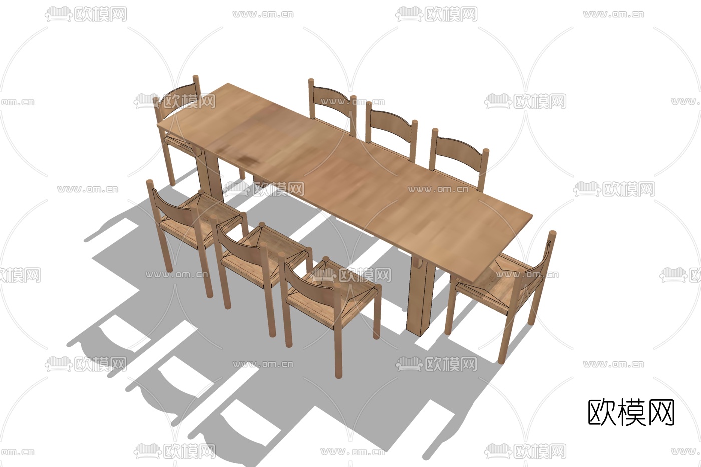 现代实木餐桌椅免费su模型下载