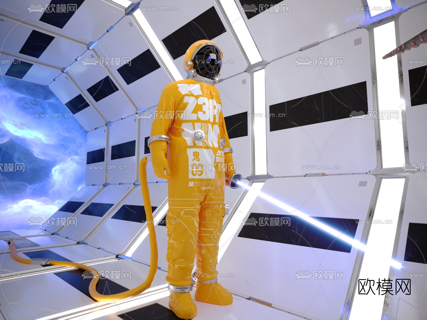 现代太空舱宇航员3d模型