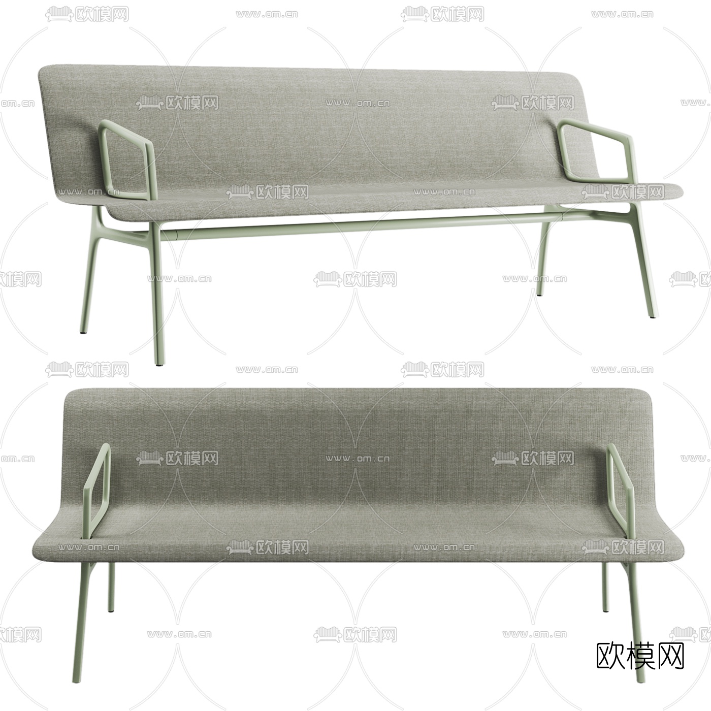 北欧布艺多人沙发3d模型下载