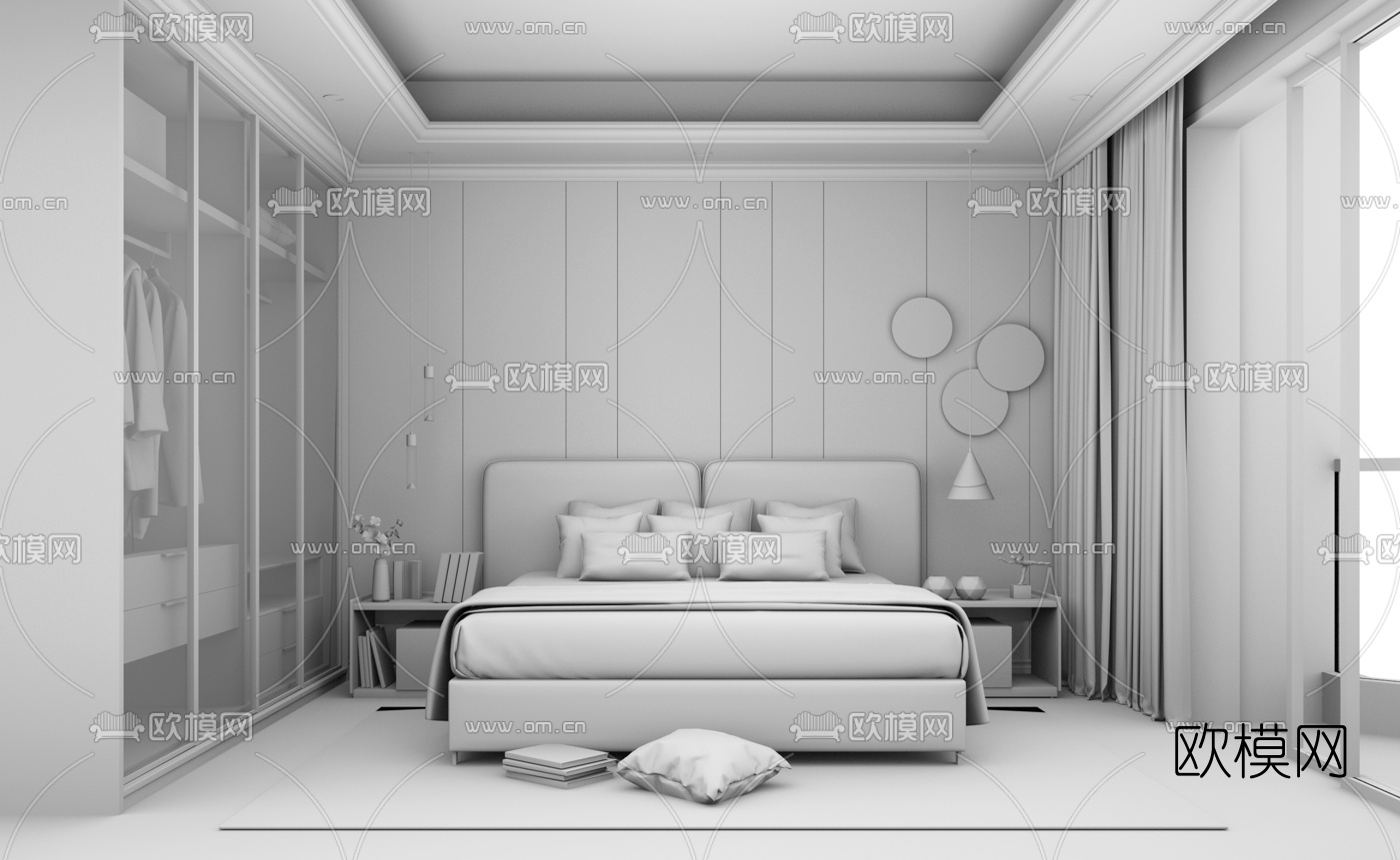 现代卧室su模型下载（渲染图3）