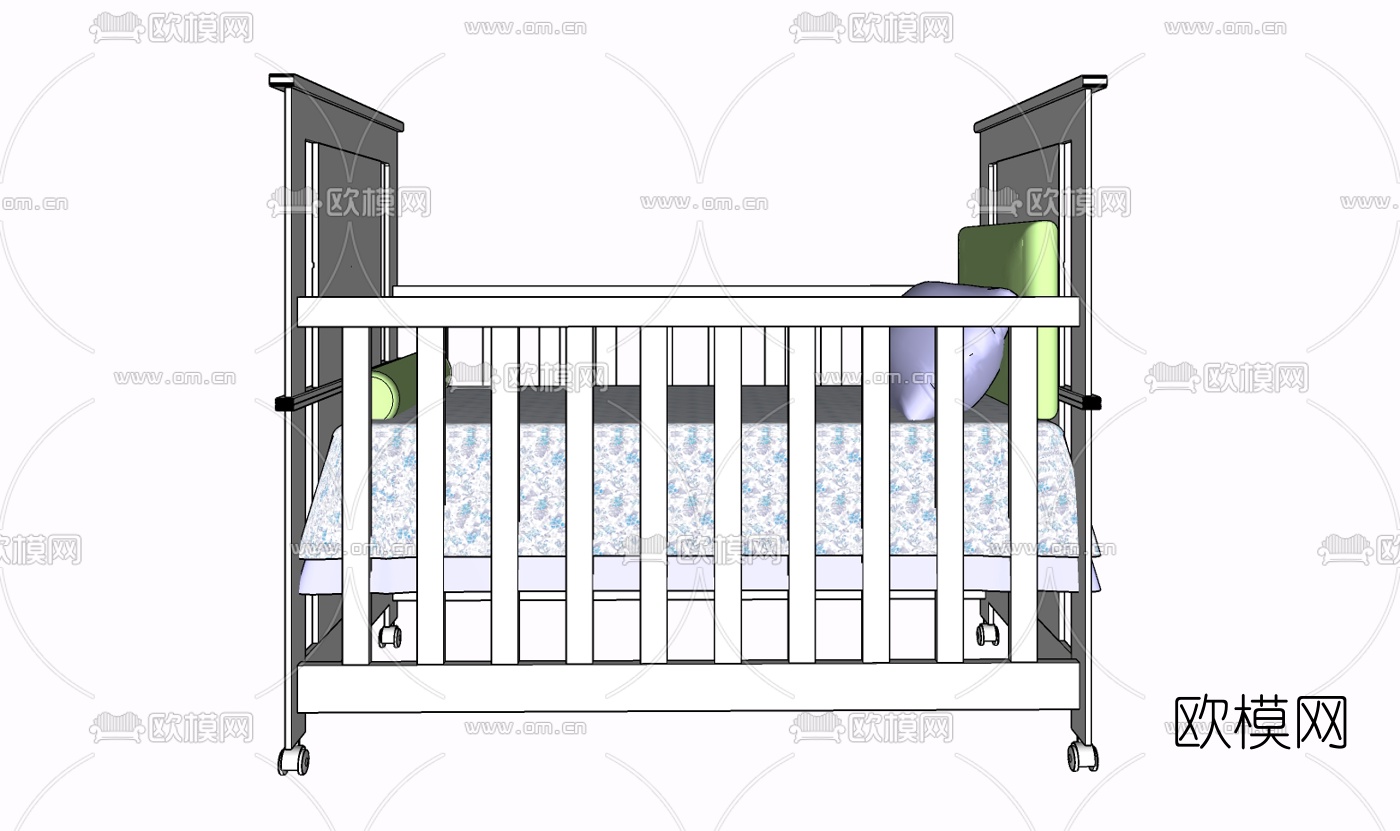 现代实木儿童床免费su模型下载