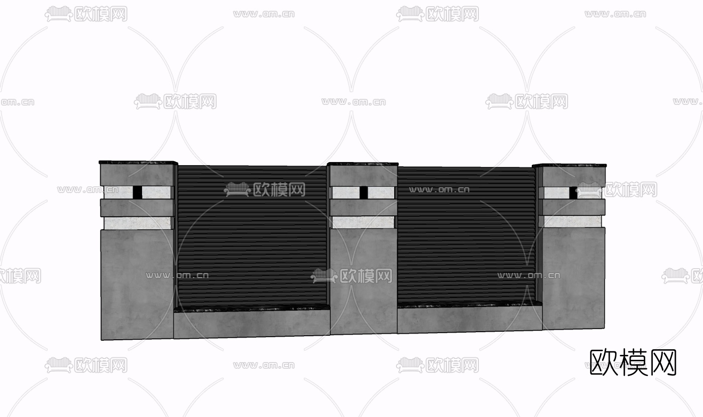 现代围墙护栏免费su模型下载