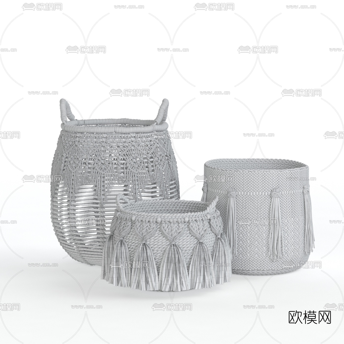 东南亚藤编花篮3d模型下载（渲染图2）