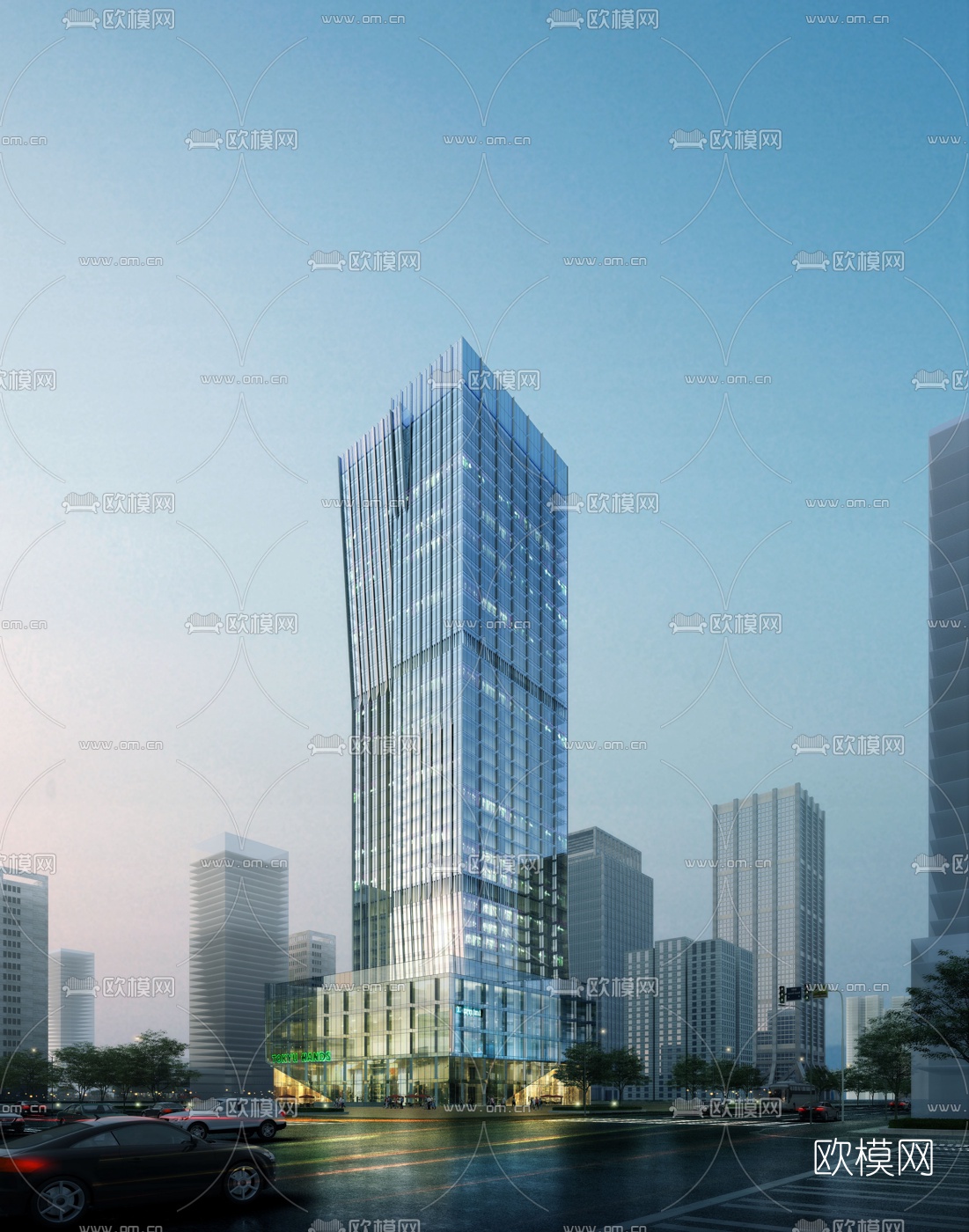 现代商业楼外观3d模型下载