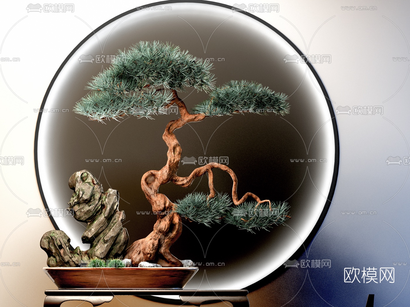 新中式盆景摆件3d模型