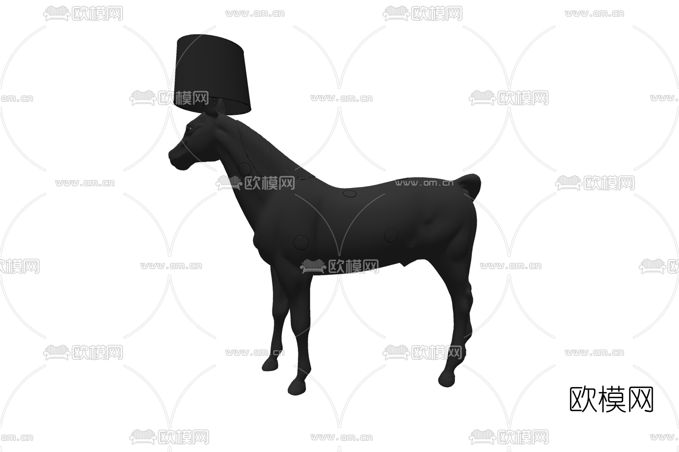 现代陶马装饰摆件免费su模型
