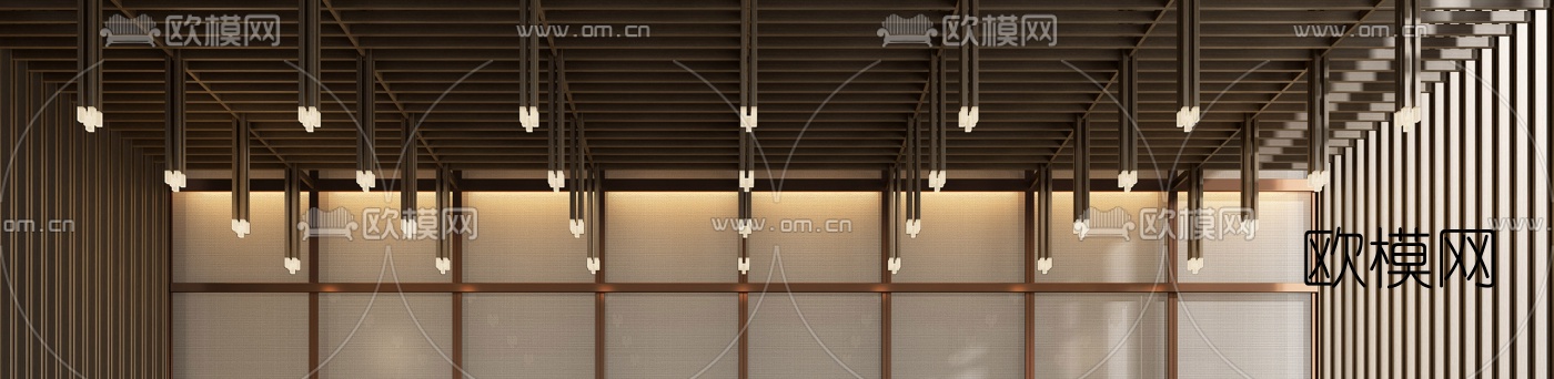 新中式前台接待台3d模型